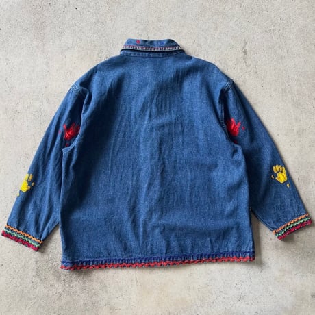 アート刺繍デニムジャケット