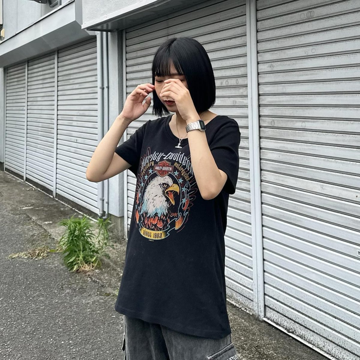 USA製 ハーレーダビッドソン両面ビッグプリントTシャツ　スカル　イーグル USA製 ハーレーダビッドソン両面ビッグプリントTシャツ スカル