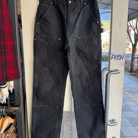 USA製カーハート ダック地 ダブルニーW34×L34 ブラック