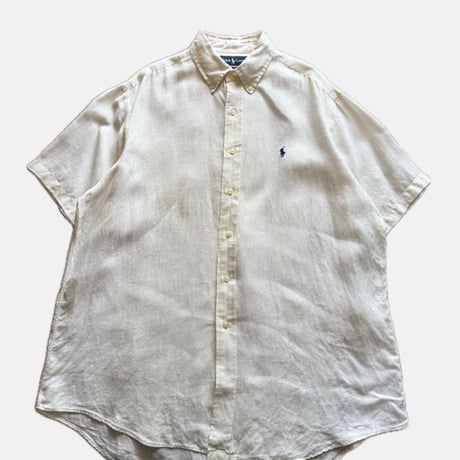 Ralph Laurenリネン半袖シャツ 白 L