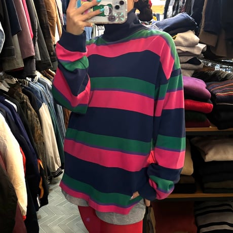 90s GAP ボーダーハイネックロンT