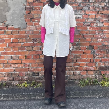 レイヤードデザイン半袖ブラウス