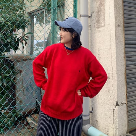 POLOワンポイントコットンニット