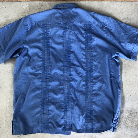 半袖キューバシャツ ブルー XL