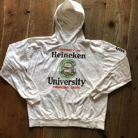 80'sHeineken 薄手袖プリントパーカー