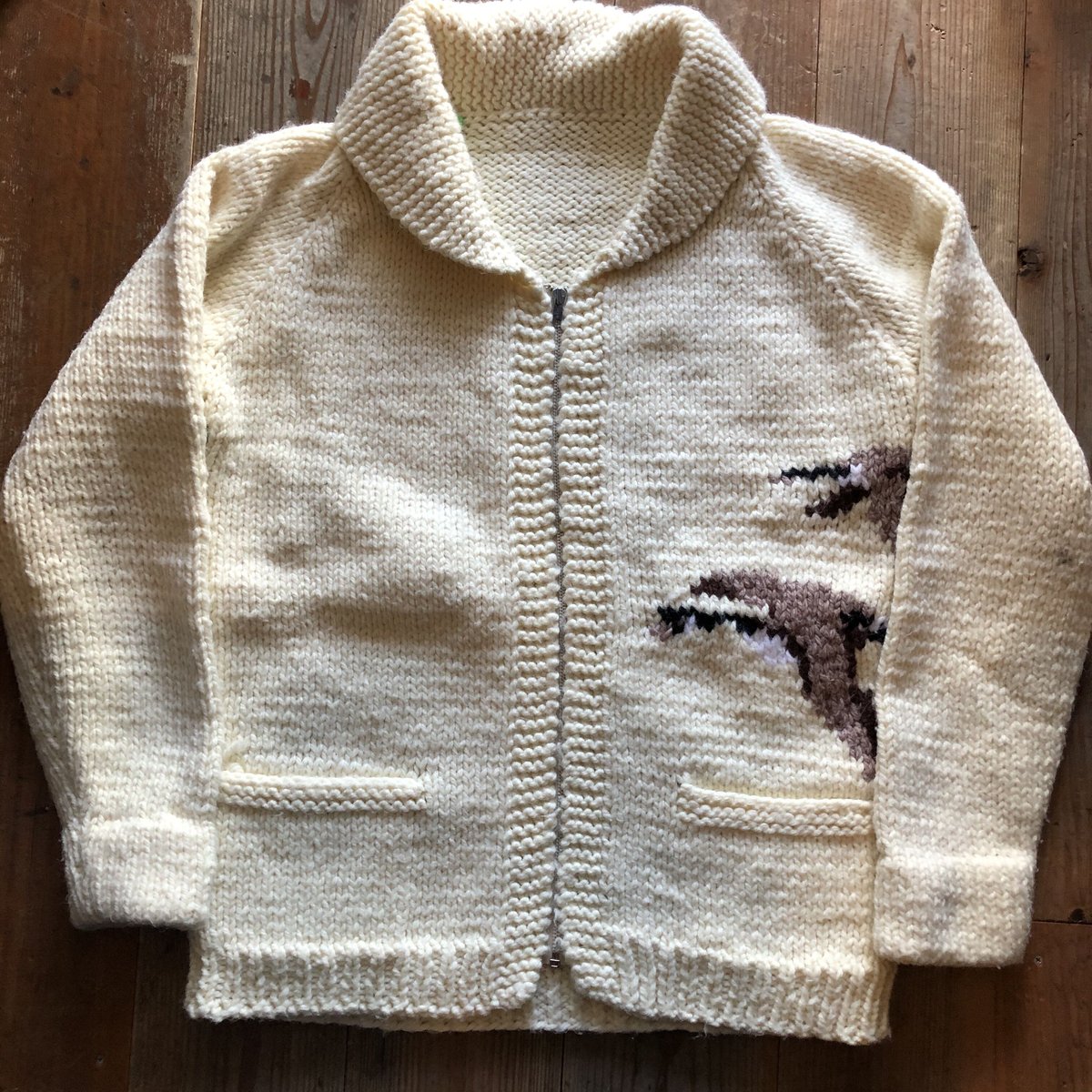 Vintage カウチンカーディガン 鳥 ショールカラー | CUSTOM FEVER Vintage カウチンカーディガン 鳥 ショールカラー | CUSTOM FEVER