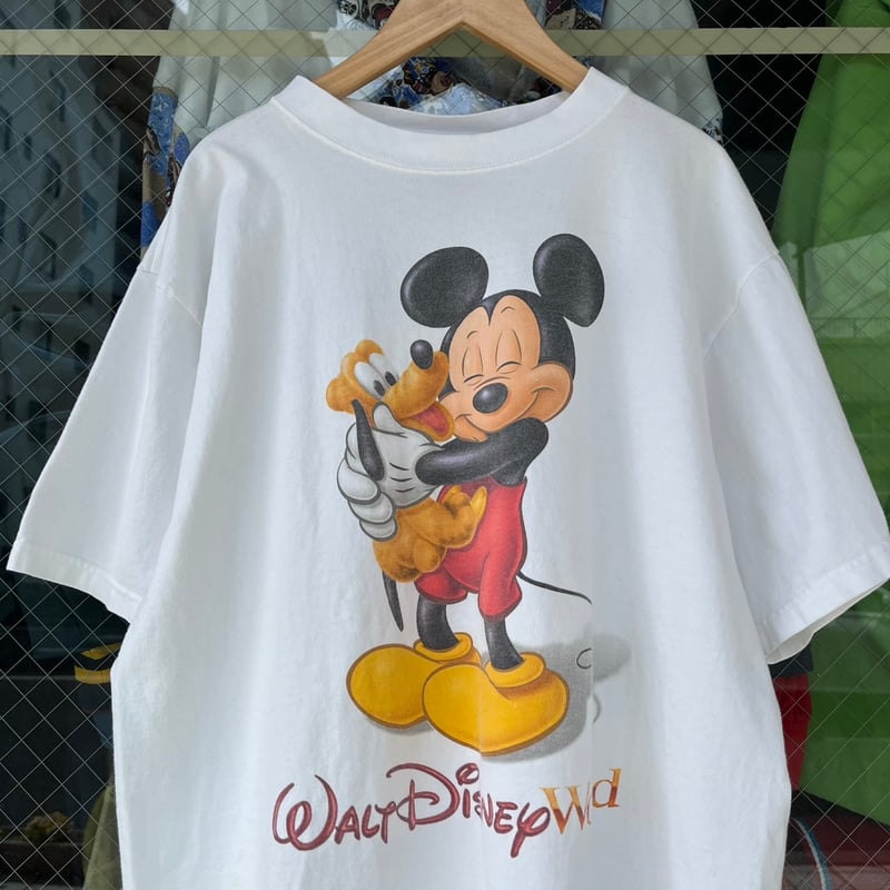 90s 肩からプルート Tシャツ　ディズニー　フェード　ブラック 90s 肩からプルート Tシャツ ディズニー フェード ブラック