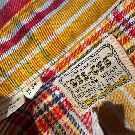 70's USA製DEE CEEウエスタンチェックシャツ