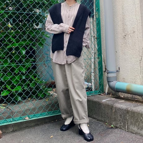 ストライプバンドカラーシャツ
