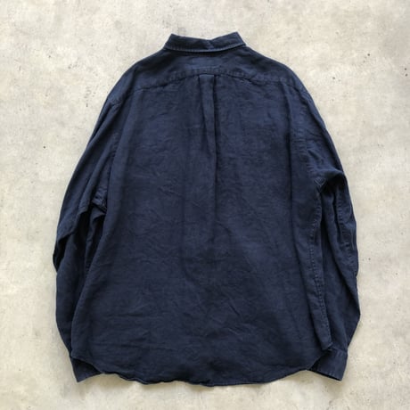 Ralph Laurenリネン長袖シャツ ネイビー XXL