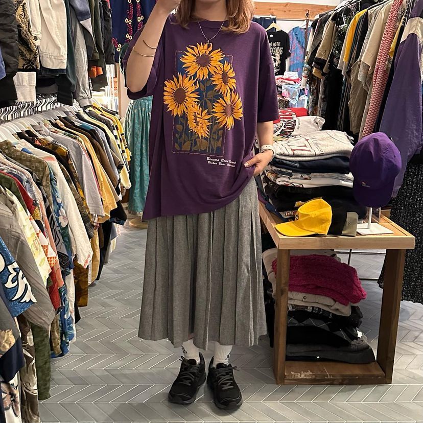 90s USA製 スウェット 向日葵 ひまわりプリント グリーン A13 90s USA製 スウェット 向日葵 ひまわりプリント グリーン A13