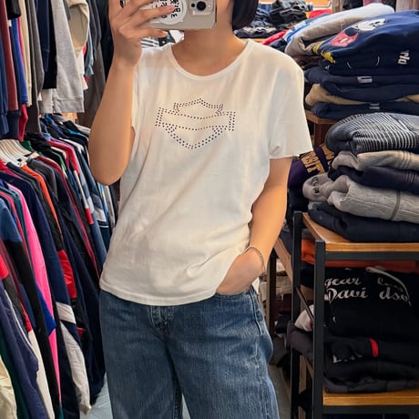 00s USA製 Harley-Davidson ストーン付きTシャツ