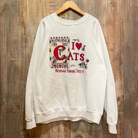 USA製I♡CATS ラグランスウェット