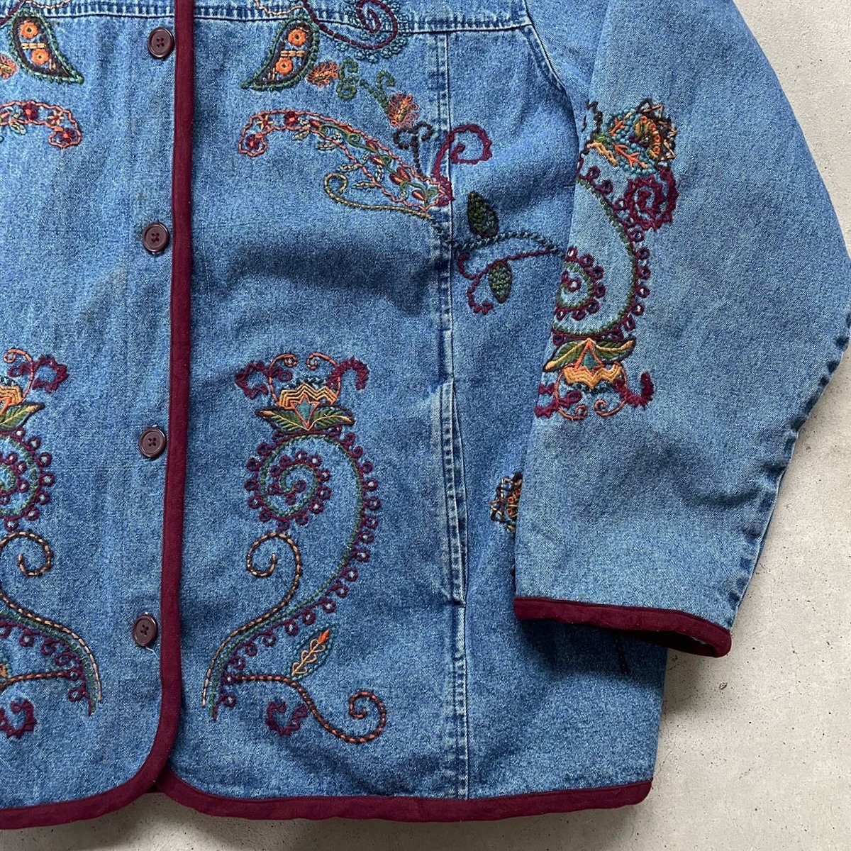 BLACK FLAME ブルゾン 中綿 裏地総柄 刺繍 ワッペン ペイズリー