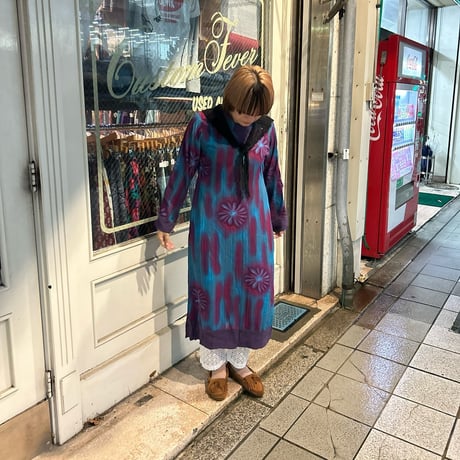 フレアスリーブ花柄ワンピース