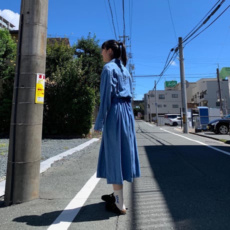 前あきデニムシャツワンピ