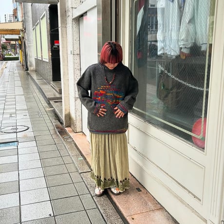 総柄ウールニットセーター
