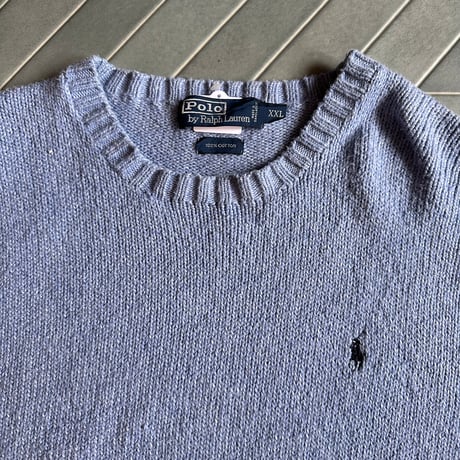 POLO ワンポイントコットンニット