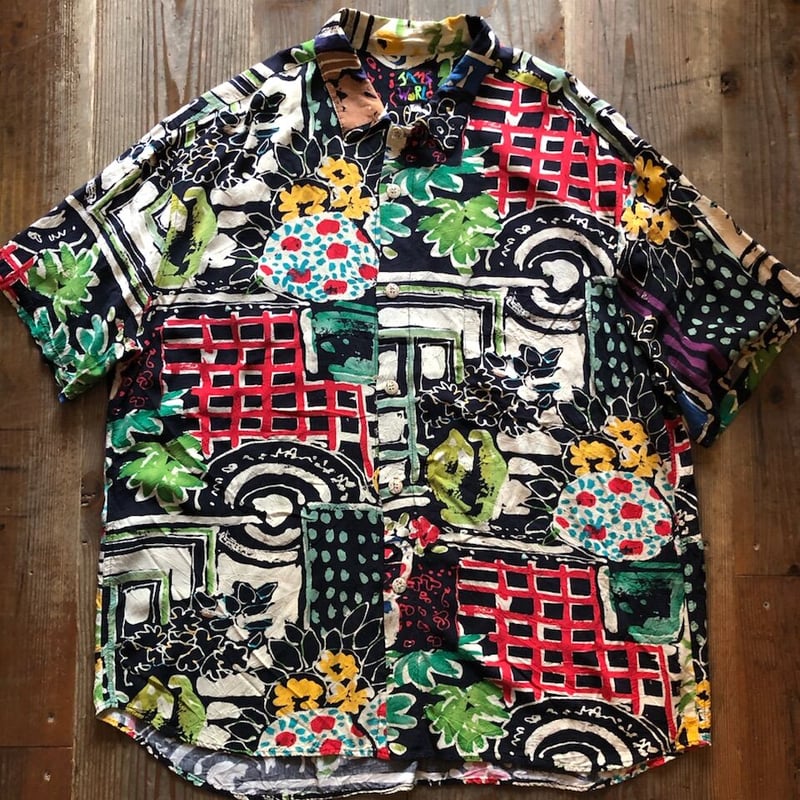 90s USA製 JAMS WORLD 総柄 レーヨンシャツ アロハシャツ XL 古着 90s USA製 JAM'S WORLD 「Safari Blossoms」 フラワー