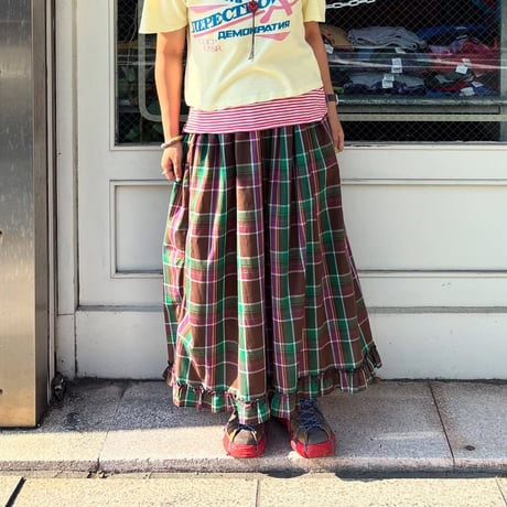 チェックロングスカート
