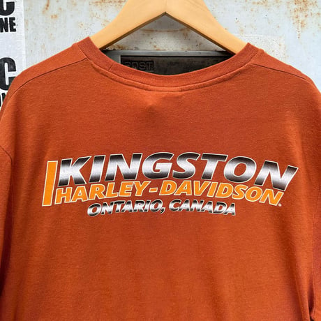 HARLEY-DAVIDSON オレンジ両面プリントTシャツ