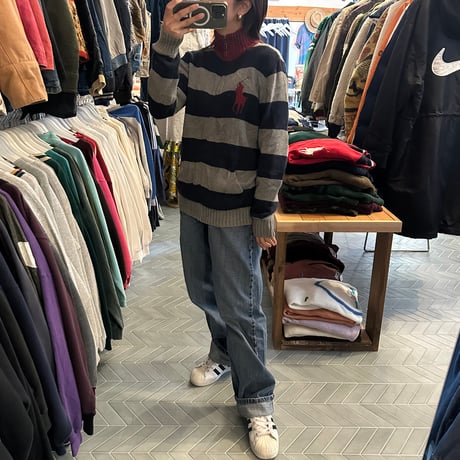 POLO フルジップボーダーニット