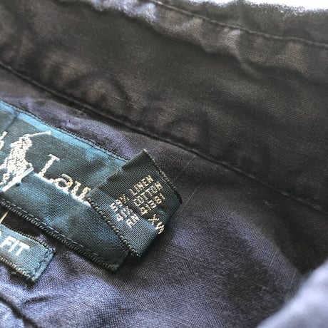 Ralph Lauren リネン×コットン半袖無地シャツ XXL