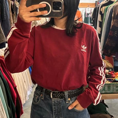 adidas スリーストライプロンT