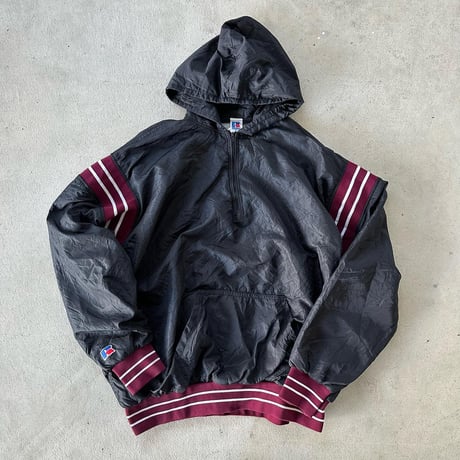 USA製RUSSELLハーフジップナイロンフーディ
