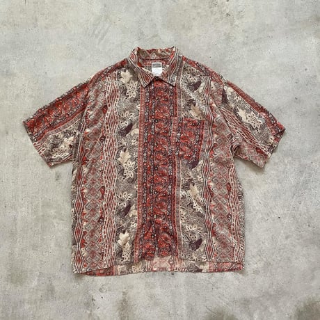 半袖レーヨンペイズリー柄シャツ
