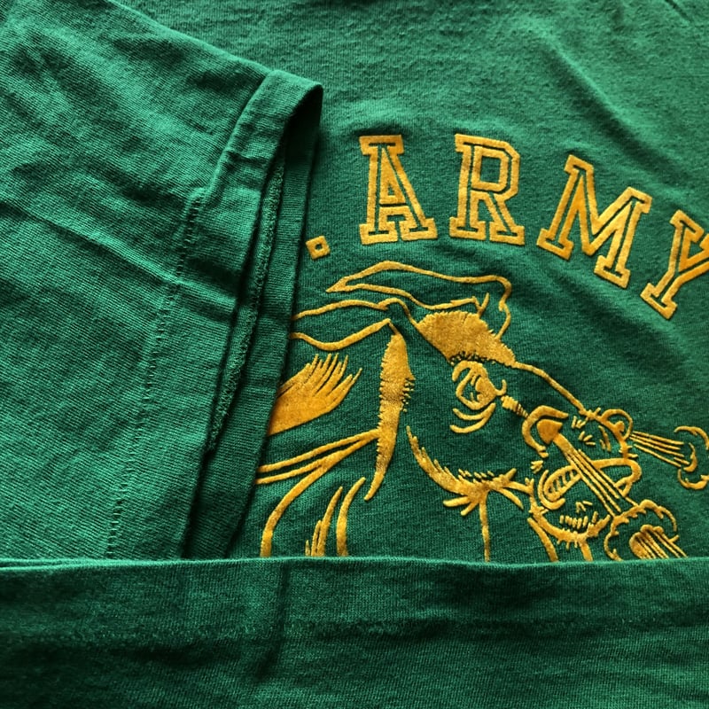 専用　ヴィンテージフロッキープリントTシャツ70s 70's 〜ARTEX U.S.ARMY 両面フロッキープリントTシャツ サイズL