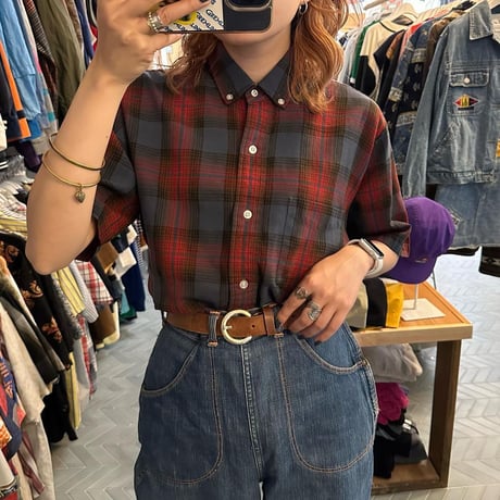 vintage半袖チェックシャツ