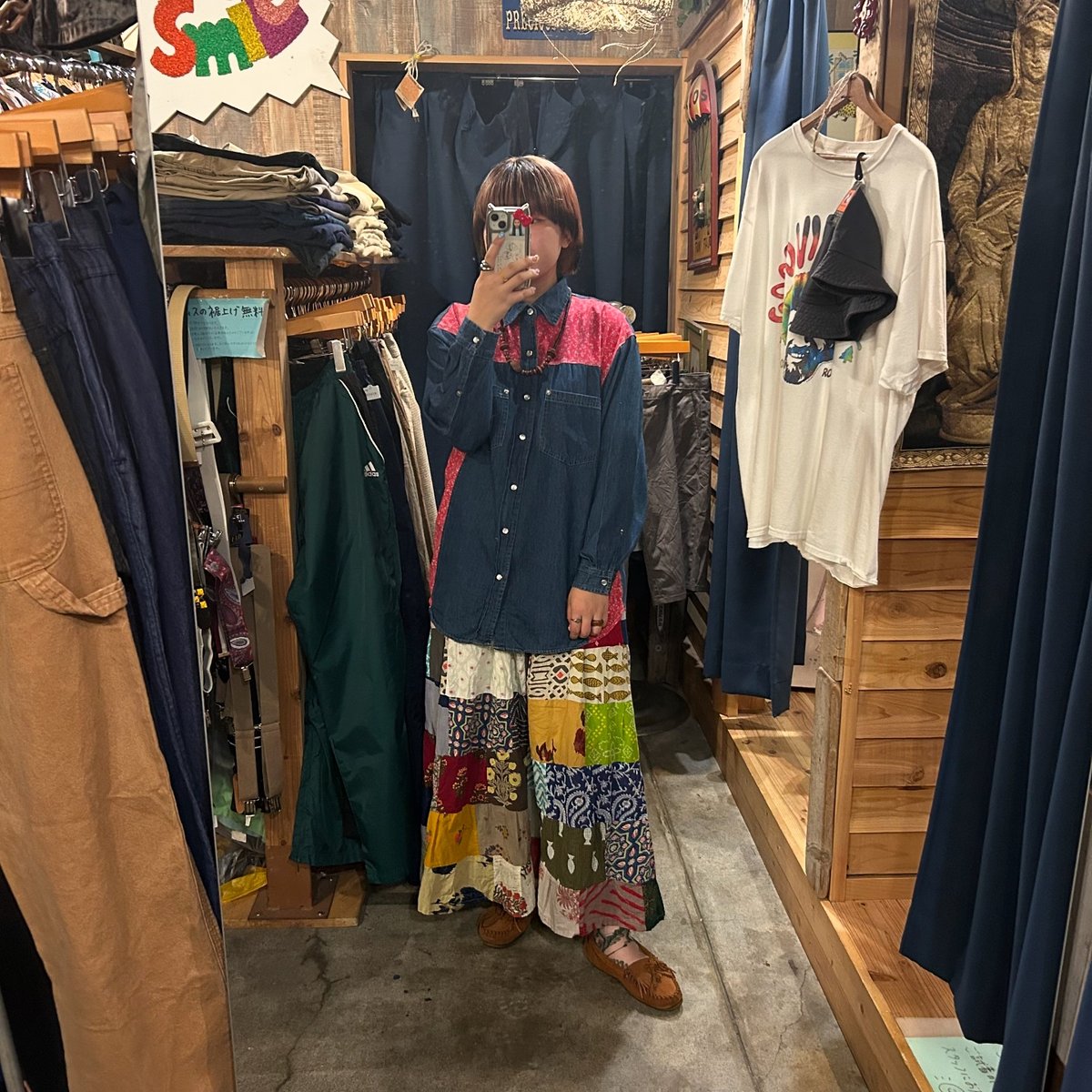 花柄切り替えデニムシャツ | CUSTOM FEVER