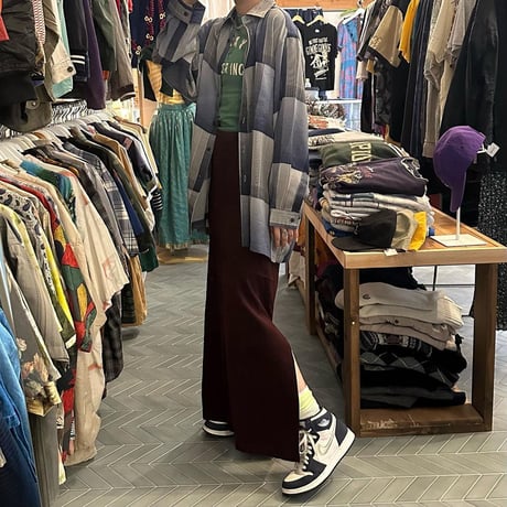 グラデーションポリエステルチェックシャツ