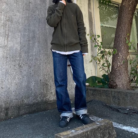 TOMMYリブ編みコットンニットフルジップ