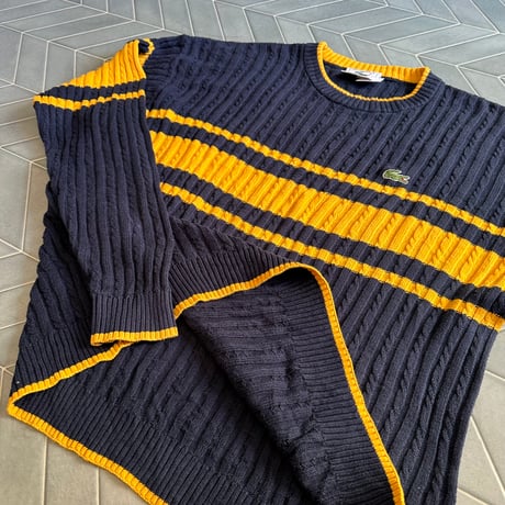80s LACOSTE ケーブル編みニット