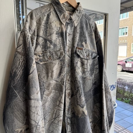 00's WOOLRICH リアルツリー柄シャモアクロスシャツ