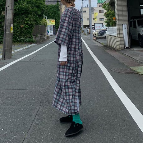 Ｖネックチェックワンピース
