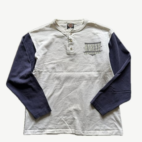 USA製 90's HARLEY DAVIDSON ヘンリーネックロンT L
