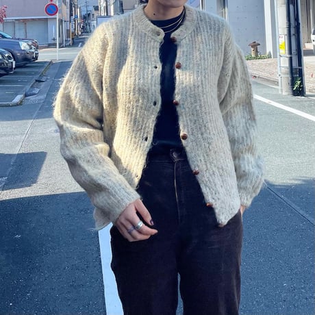 クルーネックモヘヤカーディガン