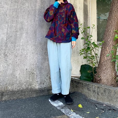 LANDS'END総柄フリースブルゾン