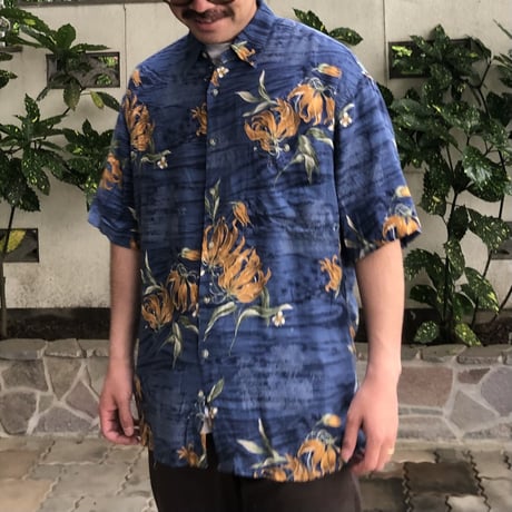 ピエールカルダン総柄レーヨンシャツ L