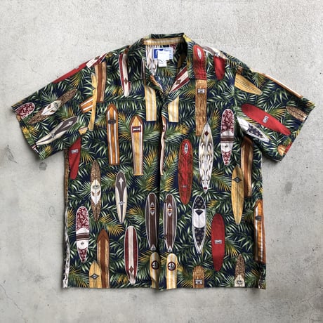 ハワイ製サーフボード 総柄シャツ