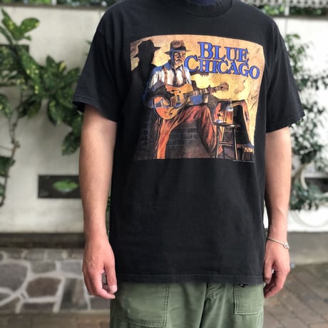 90's USA製 BLUE CHICAGO アートT