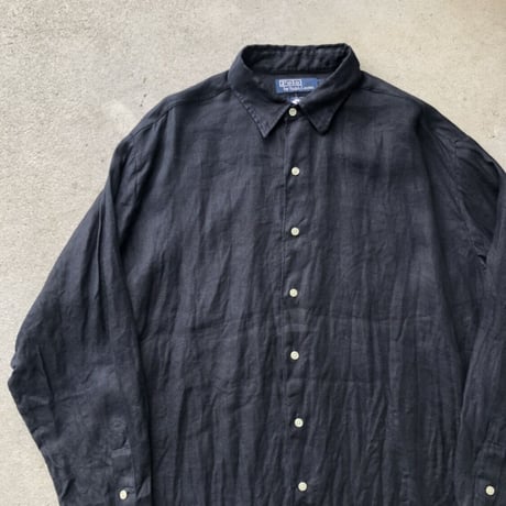 Ralph Laurenリネン長袖シャツ 黒 L