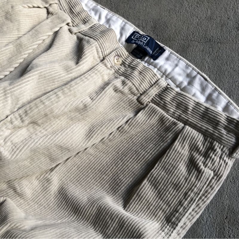 POLO RALPHLAUREN 太畝コーデュロイパンツW36×L30 オフホワイト | C