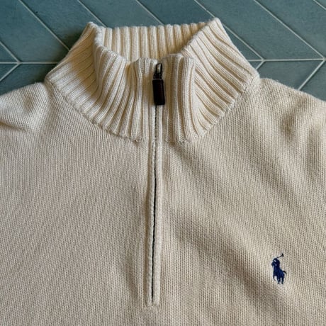 POLO コットンハーフジップニット