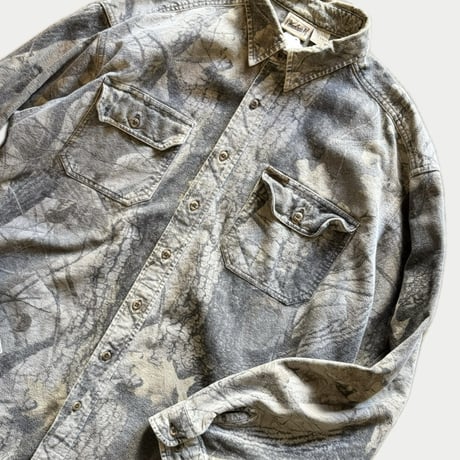 00's WOOLRICH リアルツリー柄シャモアクロスシャツ