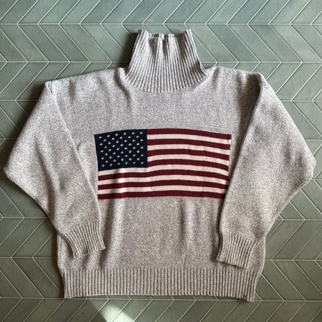 USA製 アメリカ国旗 ハイネックニット