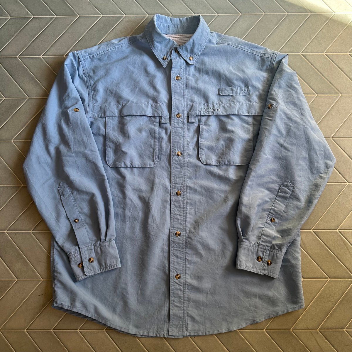 LL Bean フィッシングシャツ 水色チェック fit=scale-down,w=1200